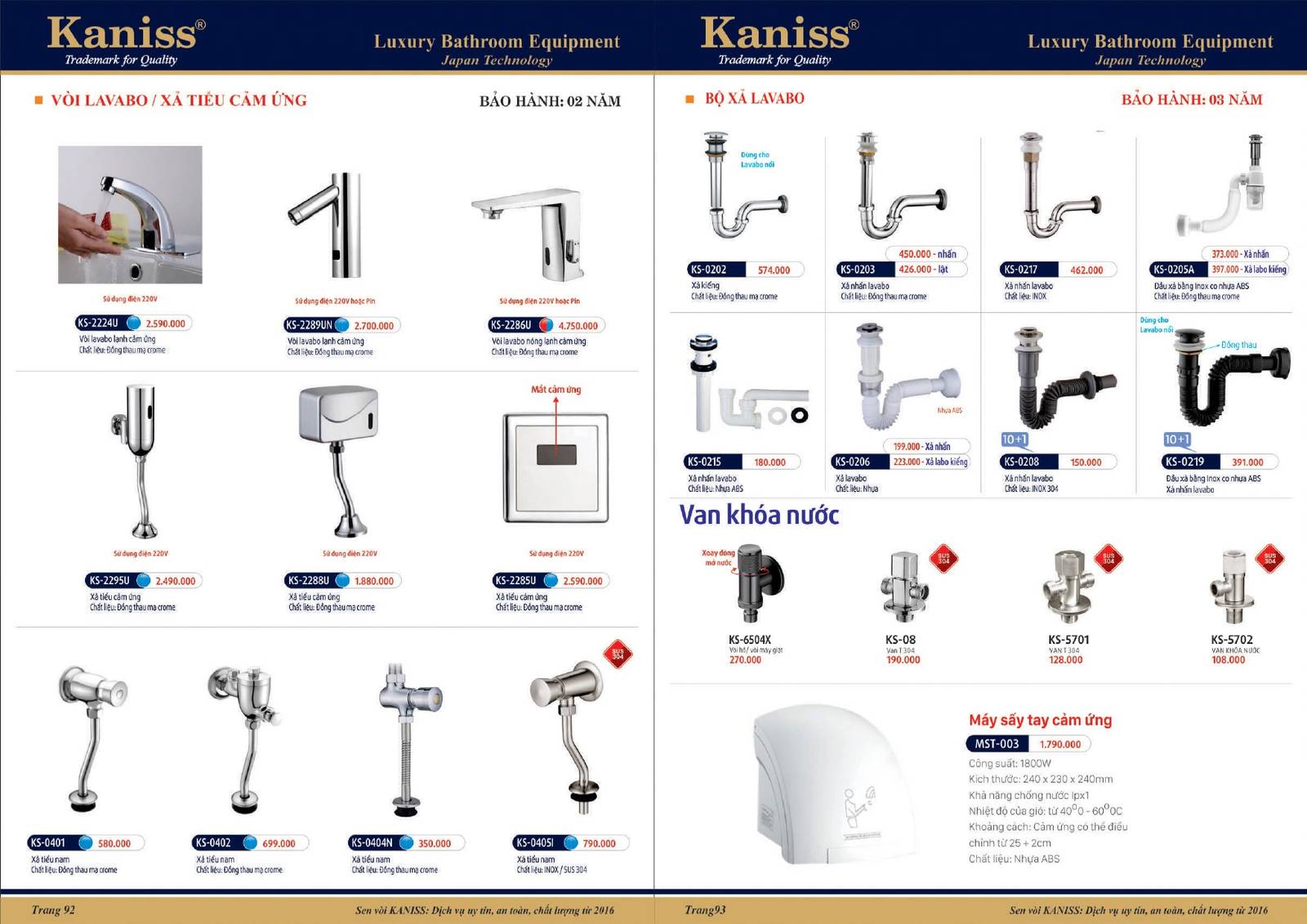 Bảng giá và Catalogue Thiết bị vệ sinh KANISS mới nhất 2025 /Page 47